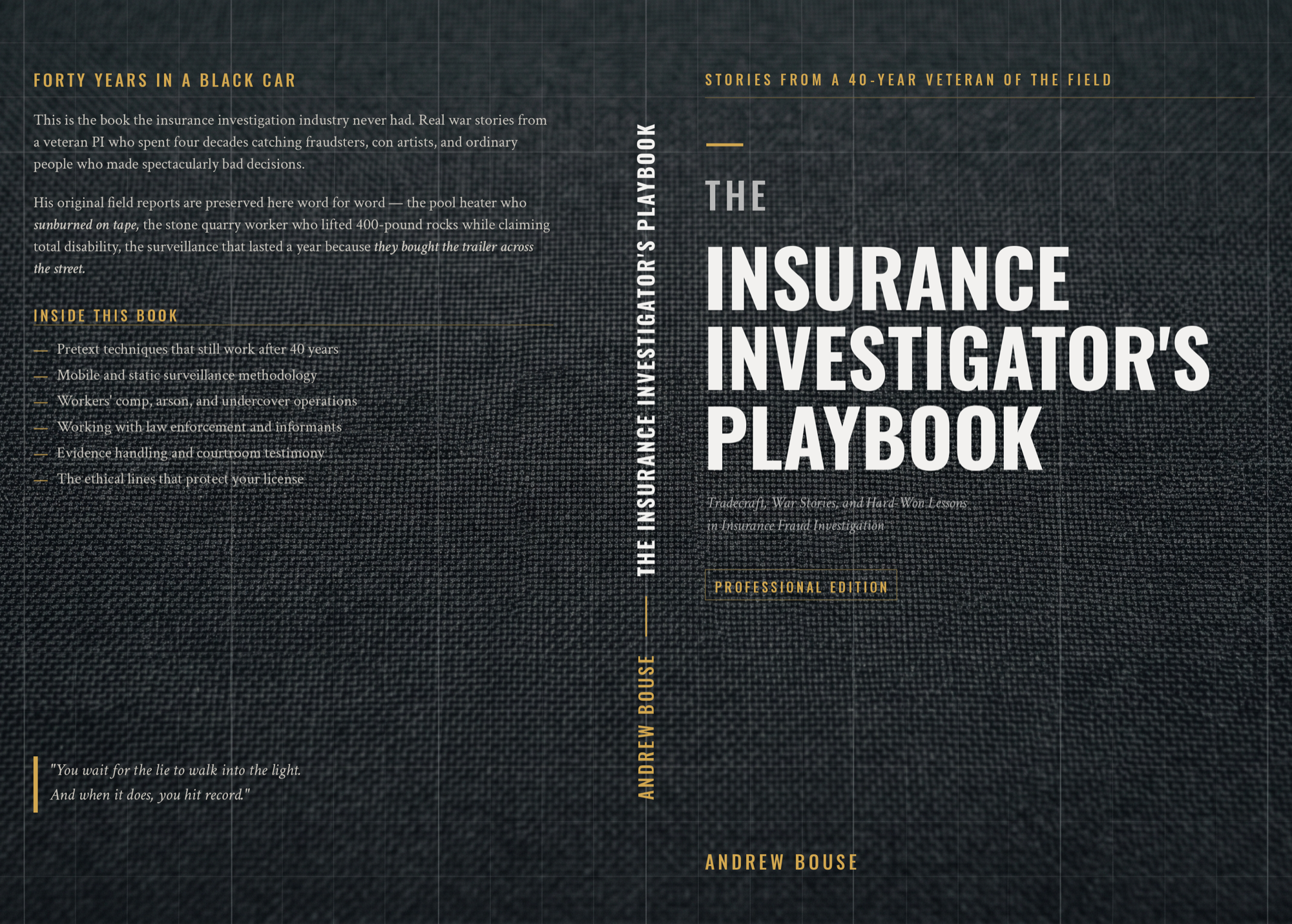 Full wrap jacket of The Insurance Investigator's Playbook